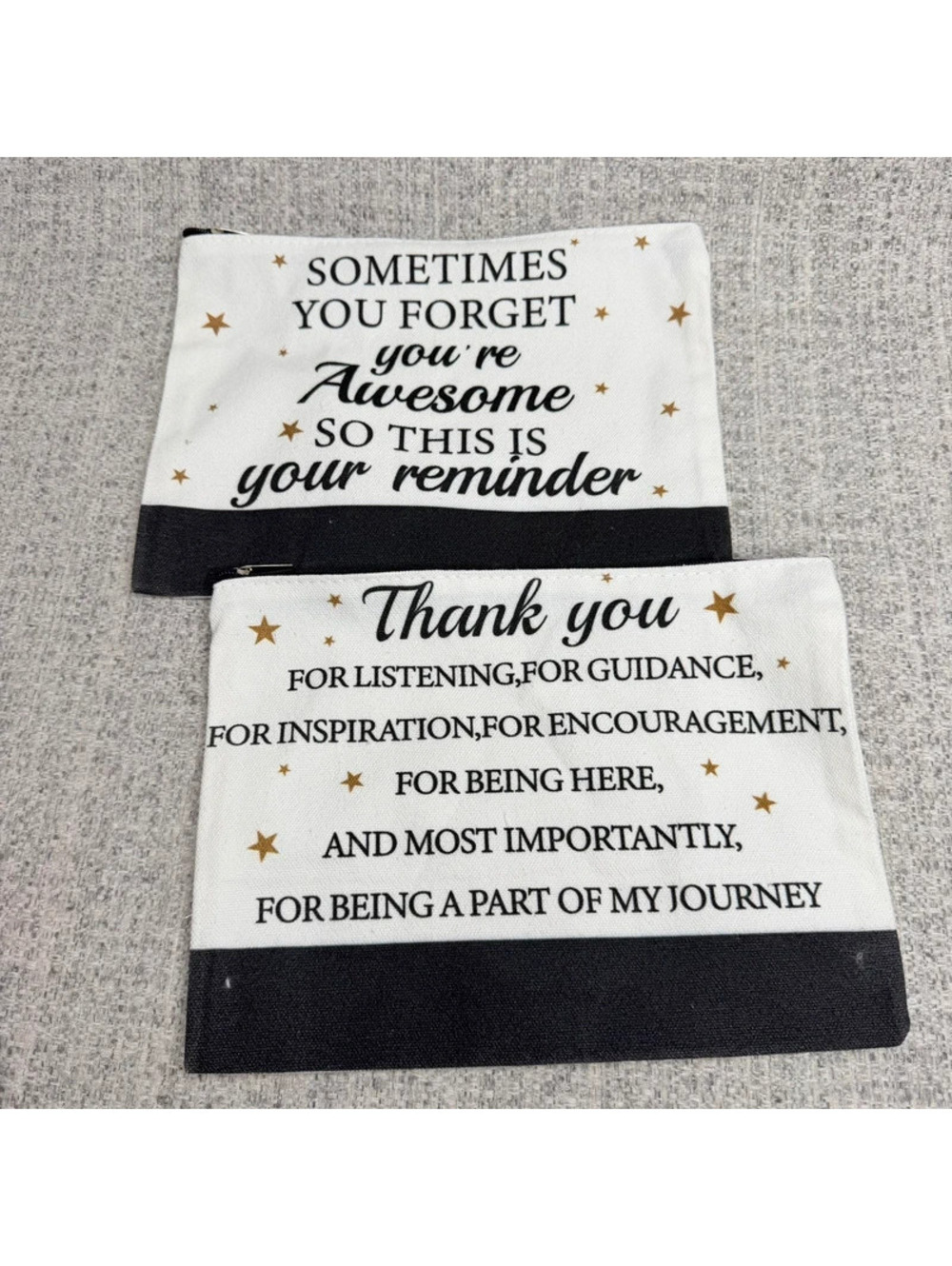 New Inspirational Thank You Zipper Pouch Makeup Cosmetic Bag Gift Black White